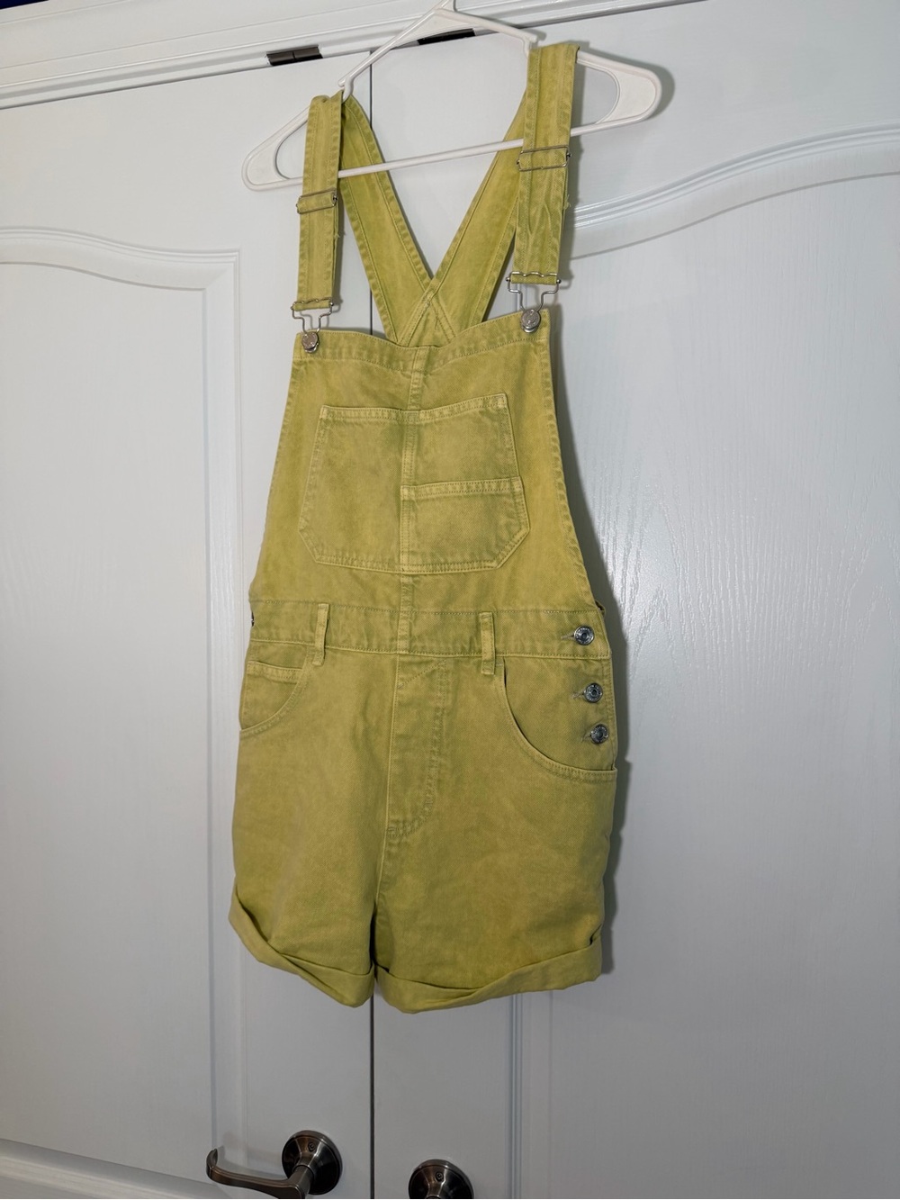 Free People Women’s yellow Green Short Overalls One-Piece